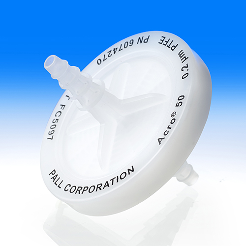 Acro® 50 vent filters, 0.2 µm sterilizing grade, 19.6 cm² EFA, ½-¼ in. stepped hose barb connections, box of 72 product photo