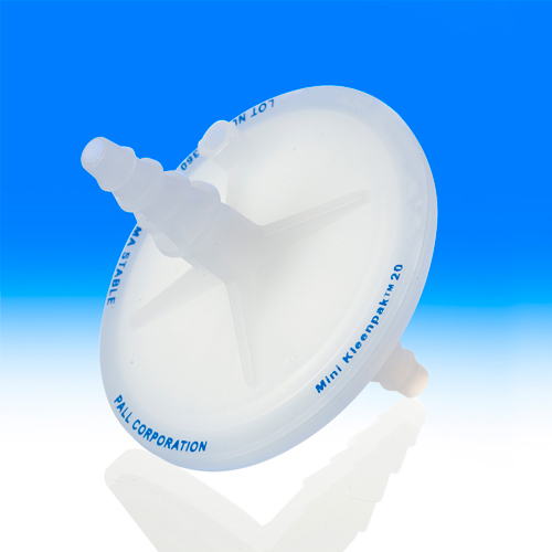 Supor® EKV membrane discs in Mini Kleenpak™ 20 capsules, 0.2 µm removal rating, 20 cm² EFA, ¼-½ in. hose barb connections, pre-sterilized by gamma irradiation, box of 3 product photo